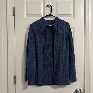 Large LL Bean blue cable-knit sweater. Only worn once!! Like new!